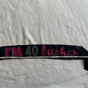 40th Birthday Sash Black and Pink